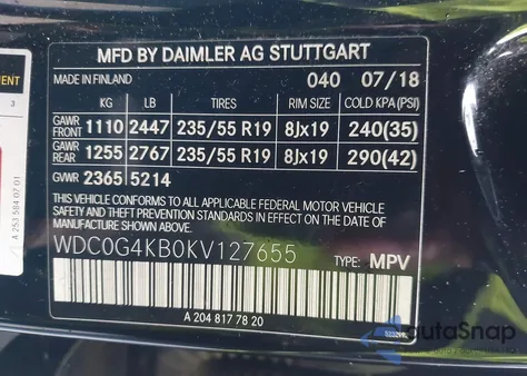 2019 Mercedes-Benz Glc 300 4Matic z USA, uszkodzony, nr VIN WDC0G4KB0KV127655